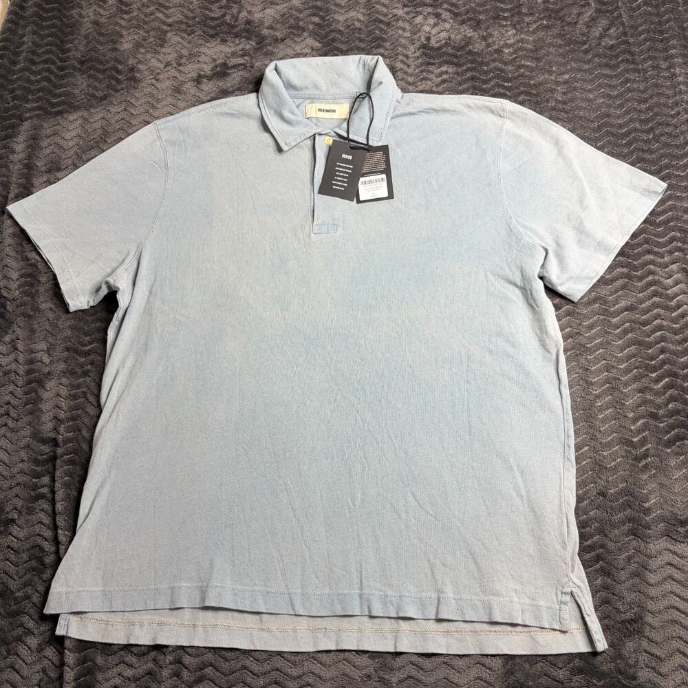 Buck Mason men's L013 Polo Shirt size XL Indigo Dipped Short Sleeve NWT